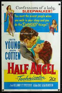 k334 HALF ANGEL one-sheet movie poster '51 Loretta Young, Joseph Cotten