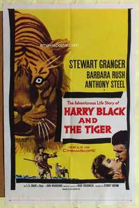 k338 HARRY BLACK & THE TIGER one-sheet movie poster '58 cool tiger image!