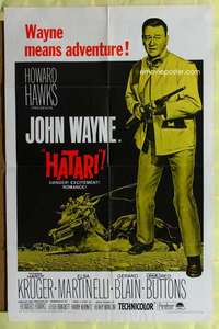 k339 HATARI one-sheet movie poster R67 John Wayne, Howard Hawks, Africa!