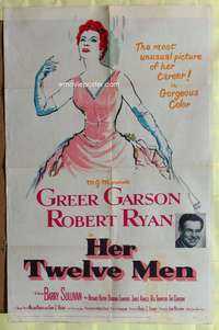 k345 HER TWELVE MEN one-sheet movie poster '54 Greer Garson, Robert Ryan