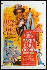 k347 HERE COME THE GIRLS one-sheet movie poster '53 Bob Hope & sexy girls!