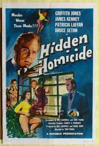 k348 HIDDEN HOMICIDE one-sheet movie poster '58 English masked murder!