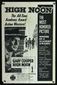 k351 HIGH NOON one-sheet movie poster R66 Gary Cooper, Grace Kelly