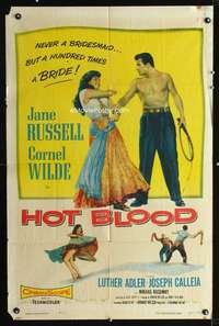 k361 HOT BLOOD one-sheet movie poster '56 Jane Russell, Nicholas Ray