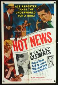 k362 HOT NEWS one-sheet movie poster '53 ace reporter Stanley Clements!