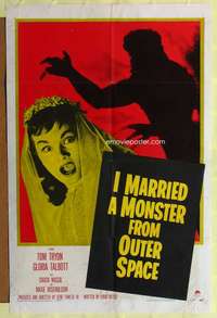 k373 I MARRIED A MONSTER FROM OUTER SPACE one-sheet movie poster '58