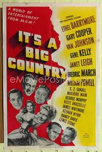 k382 IT'S A BIG COUNTRY one-sheet movie poster '51 Gary Cooper, all-stars!
