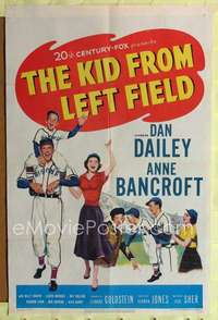 k397 KID FROM LEFT FIELD one-sheet movie poster '53 Dan Dailey, baseball!