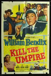 k399 KILL THE UMPIRE one-sheet movie poster '50 William Bendix, baseball!