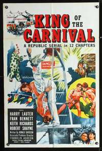 k406 KING OF THE CARNIVAL one-sheet movie poster '55 circus serial!
