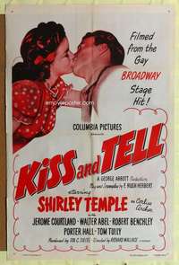 k408 KISS & TELL one-sheet movie poster R53 Shirley Temple, Courtland