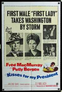 k411 KISSES FOR MY PRESIDENT one-sheet movie poster '64 Fred MacMurray