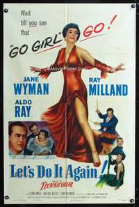 k430 LET'S DO IT AGAIN one-sheet movie poster '53 go go girl Jane Wyman!