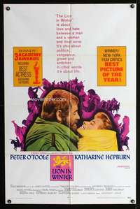 k439 LION IN WINTER one-sheet movie poster '68 Kate Hepburn, Peter O'Toole