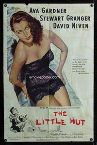 k444 LITTLE HUT one-sheet movie poster '57 super sexy Ava Gardner!