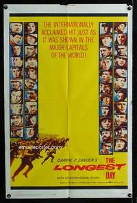 k455 LONGEST DAY one-sheet movie poster '62 John Wayne, all-star cast!