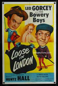 k458 LOOSE IN LONDON one-sheet movie poster '53 Bowery Boys, Leo Gorcey