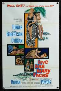 k462 LOVE HAS MANY FACES one-sheet movie poster '65 Lana Turner, Robertson