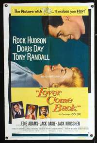 k464 LOVER COME BACK one-sheet movie poster '62 Rock Hudson, Doris Day