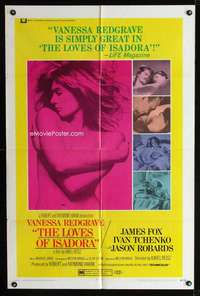 k465 LOVES OF ISADORA one-sheet movie poster '69 sexy Vanessa Redgrave!