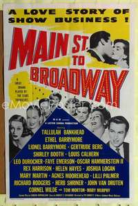 k473 MAIN STREET TO BROADWAY one-sheet movie poster '53 Tallulah Bankhead