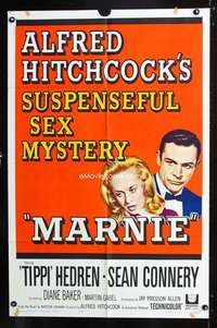k486 MARNIE one-sheet movie poster '64 Sean Connery, Alfred Hitchcock