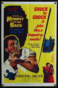 k523 MONKEY ON MY BACK one-sheet movie poster '57 Mitchell, drug classic!