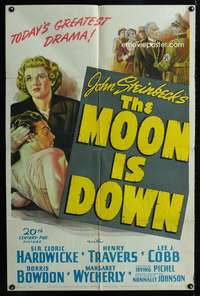 k527 MOON IS DOWN one-sheet movie poster '43 John Steinbeck, Irving Pichel