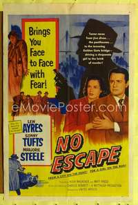 k554 NO ESCAPE one-sheet movie poster '53 Lew Ayres face to face w/fear!