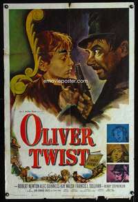 k563 OLIVER TWIST one-sheet movie poster '51 Alec Guinness, Dickens