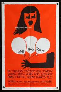k566 ONE TWO THREE one-sheet movie poster '62 Billy Wilder, Saul Bass art!