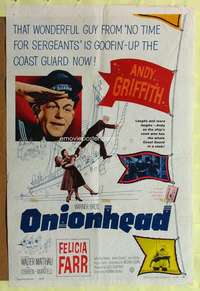 k567 ONIONHEAD one-sheet movie poster '58 Andy Griffith, Felicia Farr