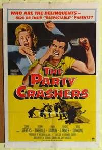 k579 PARTY CRASHERS one-sheet movie poster '58 Frances Farmer, bad teens!