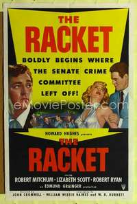 k597 RACKET one-sheet movie poster '51 Lizabeth Scott, Robert Mitchum