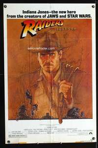 k599 RAIDERS OF THE LOST ARK one-sheet movie poster '81 Ford by Amsel!