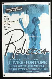k601 REBECCA one-sheet movie poster R60s Hitchcock, Olivier, Joan Fontaine