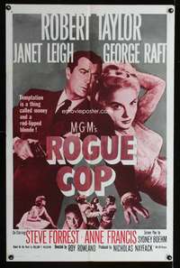 k613 ROGUE COP one-sheet movie poster R60s Robert Taylor, sexy Janet Leigh!