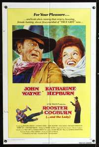k615 ROOSTER COGBURN one-sheet movie poster '75 John Wayne, Kate Hepburn