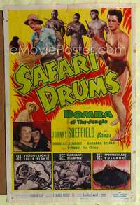 k620 SAFARI DRUMS one-sheet movie poster '53 Johnny Sheffield as Bomba!
