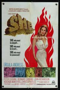 k632 SHE one-sheet movie poster '65 Hammer fantasy, sexy Ursula Andress!