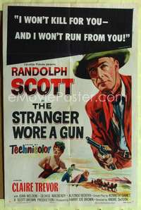 k672 STRANGER WORE A GUN one-sheet movie poster '53 3-D Randolph Scott!