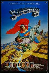 k683 SUPERMAN III advance one-sheet movie poster '83 Chris Reeve, Pryor