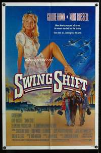k693 SWING SHIFT one-sheet movie poster '84 Goldie Hawn, Kurt Russell