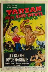 k700 TARZAN & THE SHE-DEVIL one-sheet movie poster '53 Lex Barker