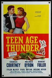 k704 TEEN AGE THUNDER one-sheet movie poster '57 hot rods & tempers!