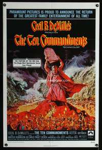 k706 TEN COMMANDMENTS one-sheet movie poster R72 Charlton Heston, DeMille