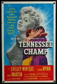 k709 TENNESSEE CHAMP one-sheet movie poster '54 boxing, Shelley Winters!