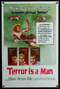 k711 TERROR IS A MAN one-sheet movie poster '59 H.G. Wells, horror!