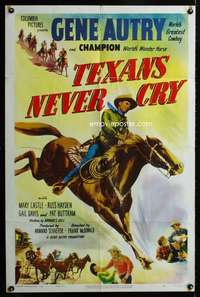 k712 TEXANS NEVER CRY one-sheet movie poster '51 Gene Autry western!