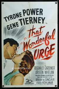 k719 THAT WONDERFUL URGE one-sheet movie poster '49 Tyrone Power, Tierney